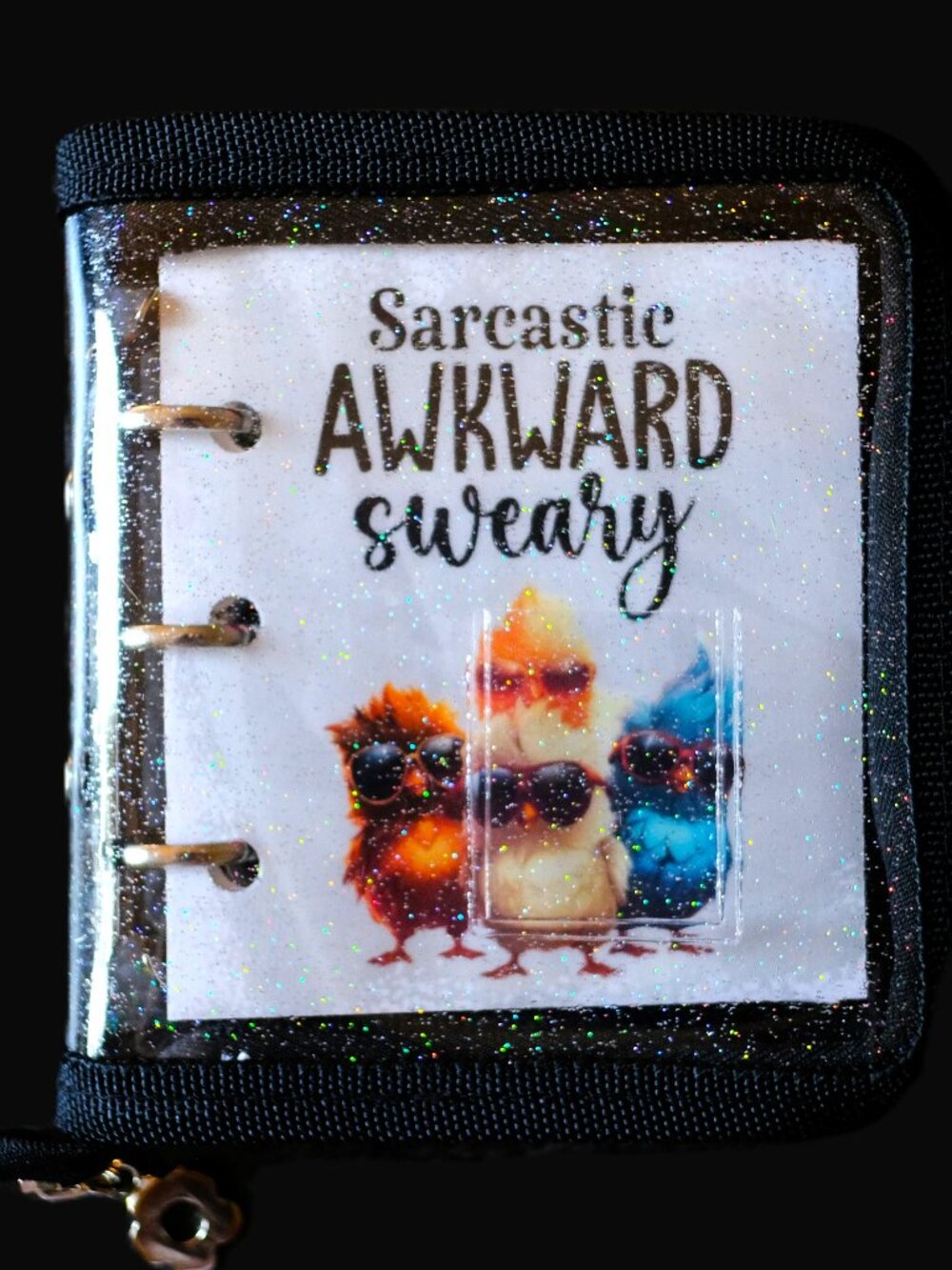 Adult Mini Coloring Book, Sarcastic & Sweary, Handmade, binder, zipper cover